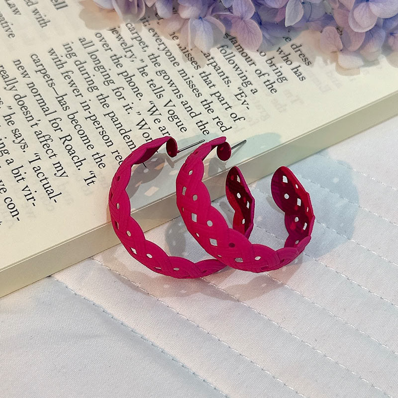 Wholesale Solid Color Big C Shape Candy Color Earrings